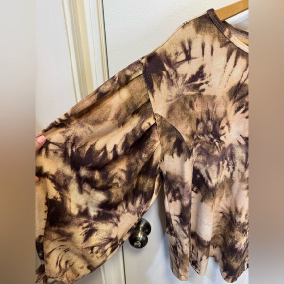 Zac & Rachel women’s brown tie dye oversized top with balloon sleeve size smalll - Picture 7 of 13